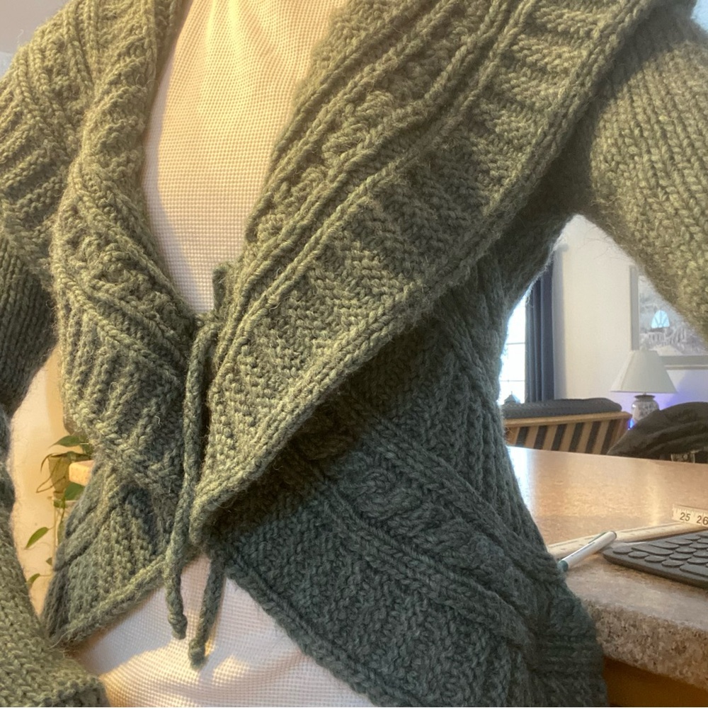 Elsamanda Knit Sweater Tie closure Ruffle or Shawl Collar Wool Alpaca Italy - Picture 17 of 17